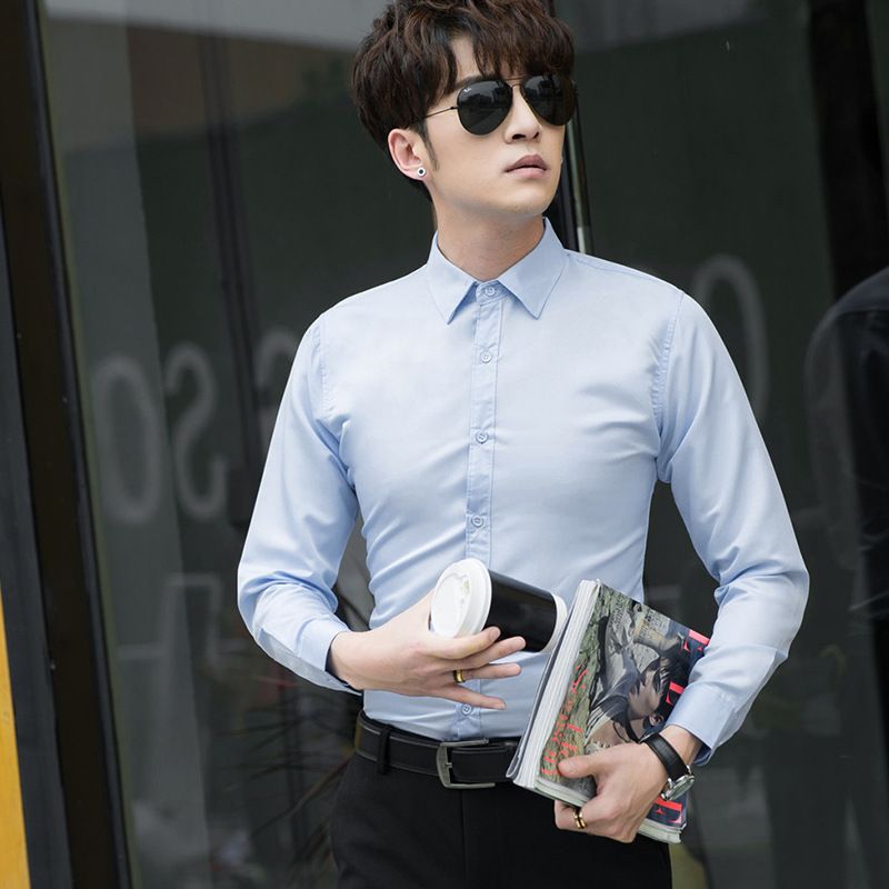 Men's Clothing Formal Slim Fit Long Sleeved Shirts For Men, Plus Size Men's White Shirts_viptrois.com