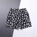 Men's Clothing Men's Quick Drying Beach Shorts Casual Everyday Trendy Loose Fit Black And White Letter Print Five Point Style_viptrois.com