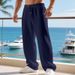 Men's Clothing Men's Casual Trousers Autumn Winter Straight Leg Athletic Pants Simple Drawstring Jacquard Waffle Pattern Solid Color Style_viptrois.com