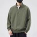Men's Half Zip Loose Fit Pullover Hoodie, Trendy Stand Collar Sweatshirt For Spring & Autumn, Soft & Breathable Polyester Blend_viptrois.com