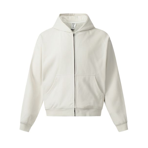 Unisex 350GSM Fleece Zip-Up Hoodie – Oversized High Street Pullover With Kangaroo Pocket (Black/Grey/Coffee/Paris Grey/Off-White, M-XL)_viptrois.com