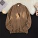 2025 Autumn New Cardigan American Casual Lazy Style V-Neck Knitted Sweater Men's Solid Color Jacket Trendy_viptrois.com