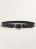 2025 Black Women's Casual And Business Style Belt With 3.2 Inch Oval Buckle, Adjustable Leather Waist Accessories_viptrois.com