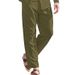 Men's Clothing Men's Linen Trousers Drawstring Elastic Waist Solid Color Comfortable Breathable Outdoor Daily Street Wear_viptrois.com