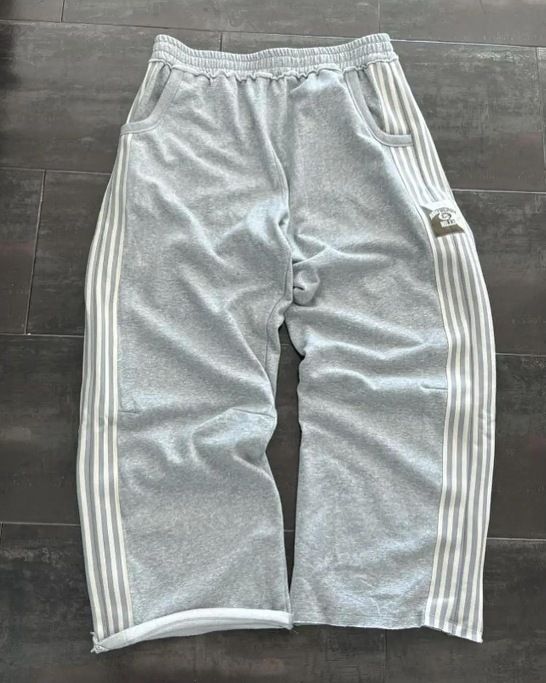 Men's Clothing Fashion Simple Striped Casual Pants Men And Women Retro Harajuku Loose Straight Pants High Waist Loose Hip Hop Sports Pants_viptrois.com
