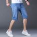 Thin Men's Straight Leg Jeans Shorts Elastic Slim Fit Summer Youth Mid-Length Pants_viptrois.com