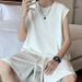 Casual Men's Sleeveless Vest Summer Thin Trendy Top Solid Color Versatile Sports Loose Two-Piece Set_viptrois.com