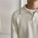 1 Design Sense Turn-down Collar Knitted Men Polo Half Zipper 22 Autumn Winter New Korean Version Loose Heavyweight Sweater_viptrois.com