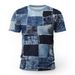 Men's Clothing Denim Patchwork Pattern Short Sleeved 3d Direct Injection Printed Tops Breathable Super Street Fashion T_viptrois.com