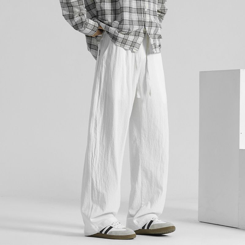 Men's Linen Cotton Casual Trousers | Relaxed Fit Straight Leg Pants For Spring Autumn Comfort_viptrois.com