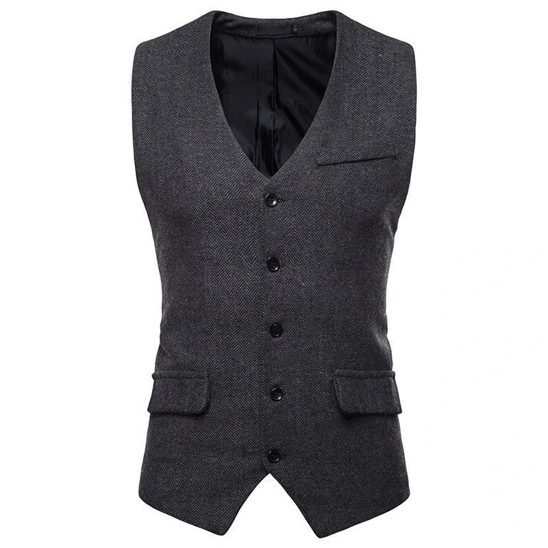 Men's British-style Herringbone Single-breasted Vest, Men's Suit Vest, Business Casual_viptrois.com