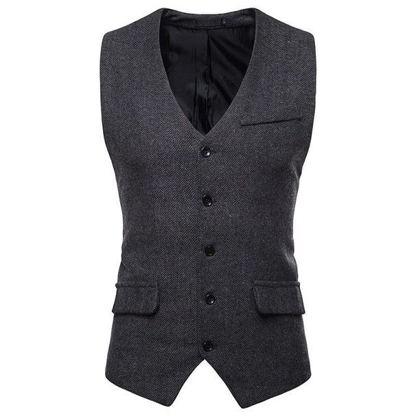 Men's British-style Herringbone Single-breasted Vest, Men's Suit Vest, Business Casual_viptrois.com