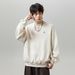 Vintage-Inspired Letter Embroidery Crewneck Sweatshirt For Men - Retro Textured Jacquard Pullover With Contrast Color Design_viptrois.com