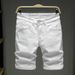 Men's Clothing Men's Retro Distressed Washed Denim Shorts Durable Loose Straight Leg Mid-Length Trendy Summer Five Point Pants_viptrois.com