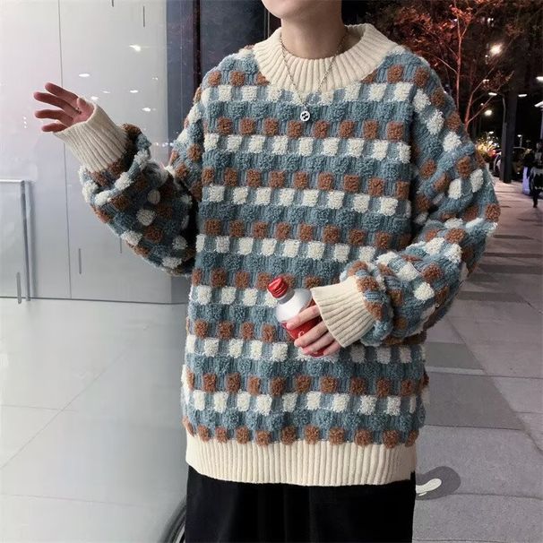 New soft waxy retro style sweater for men in autumn and winter, loose outer wear, students' versatile Fried Dough Twists knitting top_viptrois.com