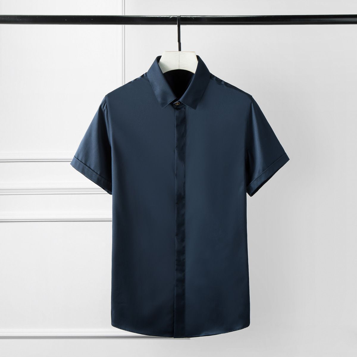 Men's Slim-Fit Short Sleeve Dress Shirt – Premium 80s Cotton With Wrinkle-Resistant Finish (Sizes 38-48)_viptrois.com
