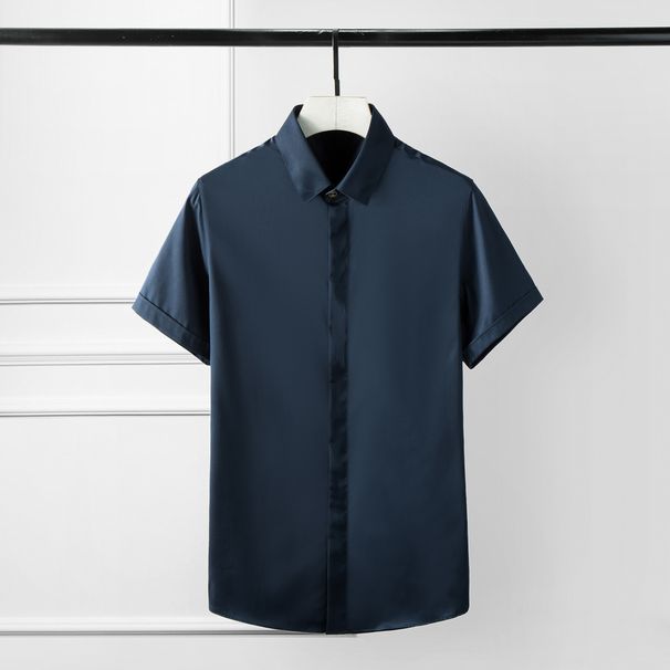 Men's Slim-Fit Short Sleeve Dress Shirt – Premium 80s Cotton With Wrinkle-Resistant Finish (Sizes 38-48)_viptrois.com
