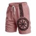 Men's Summer Bamboo Linen Shorts Viking Style Printed Casual Drawstring Straight Leg Pants Retro Fashion_viptrois.com