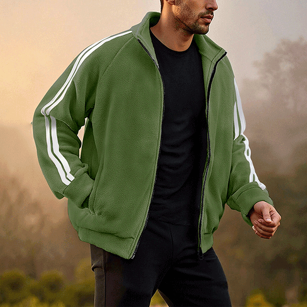 Men's Zip-Up Fleece Hoodie – Oversized Long Sleeve Pullover With Stand Collar (S-XXXL, Polyester Blend, Streetwear Essential, Spring Casual Wear)_viptrois.com