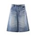 Men's Clothing Unisex Retro Whiskered Washed Blue Denim Shorts High Street Style Wide Leg Button Down Capri Pants Men's Clothing_viptrois.com