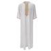 Men's Clothing Muslim Mid Sleeve Embroidered Robe Ethnic Style Moroccan Men's Robe Side Pockets_viptrois.com