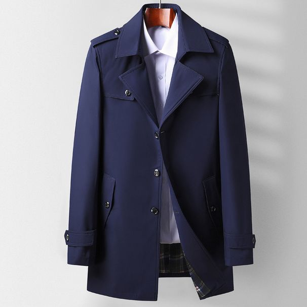 Men's Clothing Men's Spring And Autumn Mid Length Lapel Trench Coat High End Business Casual Fashion Middle Aged And Young Versatile Trench Coat_viptrois.com