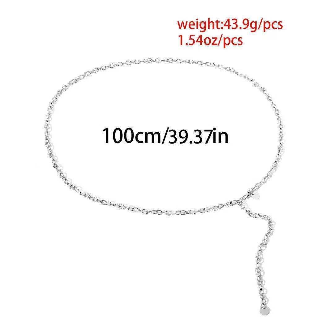 Dress with skirt sweater suit Superior vintage metal waist chain women's fine pearl embellished dress belt_viptrois.com