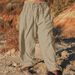 Men's Clothing Cotton And Linen Loose Casual Solid Color Drawstring Outdoor Daily Straight Trousers_viptrois.com