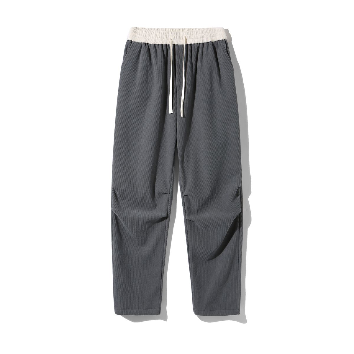 Men's Loose Fitting Sports Sweatpants Autumn New Style Drawstring American Retro Corduroy Straight Leg Casual Long Pants_viptrois.com