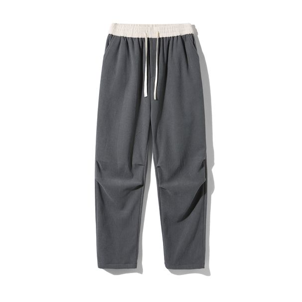 Men's Loose Fitting Sports Sweatpants Autumn New Style Drawstring American Retro Corduroy Straight Leg Casual Long Pants_viptrois.com