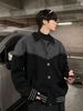 2026 American Retro Splicing Contrasting Color Knitted Cardigan Jacket Men's Autumn And Winter Trend Versatile Casual Loose Lapel Sweater_viptrois.com