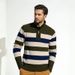 Men's Half-Zip Fleece Sweater – Thickened Striped Knit Pullover With Thermal Lining (Machine Washable, Stretch Comfort, 3 Colors, Straight Fit)_viptrois.com