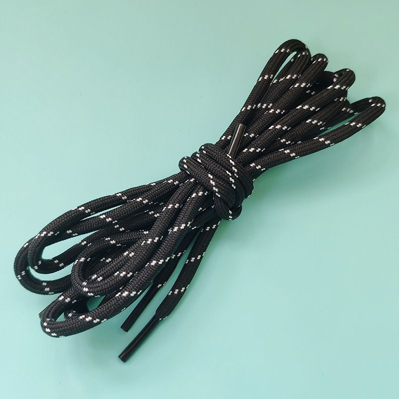 Round & Flat Shoelaces With Unique Patterns - Dotted, Fishbone & Starry Design For Sneakers, Boots & Casual Shoes (Black/White/Grey)_viptrois.com