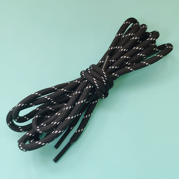 Round & Flat Shoelaces With Unique Patterns - Dotted, Fishbone & Starry Design For Sneakers, Boots & Casual Shoes (Black/White/Grey)_viptrois.com