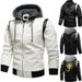 Men's Clothing Men's Leather Jacket European And American Large Size Boys PU Leather Jacket Stand Collar Knitted Hooded Men's Jacket Korean Style_viptrois.com