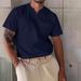 Muscle Fit Gym T-Shirt – Men's Breathable V-Neck Workout Tee With Pocket – Stretch Polyester Athletic Shirt (White/Black/Wine Red/Navy/Khaki)_viptrois.com