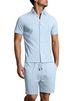 Men's Jacquard Print Short Sleeve Shirt & Shorts Set – Breathable Summer Casual Outfit (Solid Color Two-Piece Lounge Wear)_viptrois.com