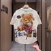 Men's Clothing 2024 Summer New Men's Versatile Bear Painted Print Short Sleeved T Shirt Tops Half Sleeved Men's Handsome_viptrois.com