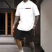 Men's Summer Suits New Style Positioning Printing Fashion Short Sleeved Shorts Two Piece Suits Leisure Sports_viptrois.com