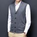 Men's Wool Blend V-Neck Sleeveless Vest Knit Cardigan - Stylish Casual Layering Piece For Autumn (Blue, Grey, Red, Black, Dark Grey) Sizes M _viptrois.com