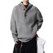 Cross-Border European Plus Size Hooded Three-Color Button Knit Sweater Men's Henley Collar Trendy Factory Wholesale_viptrois.com