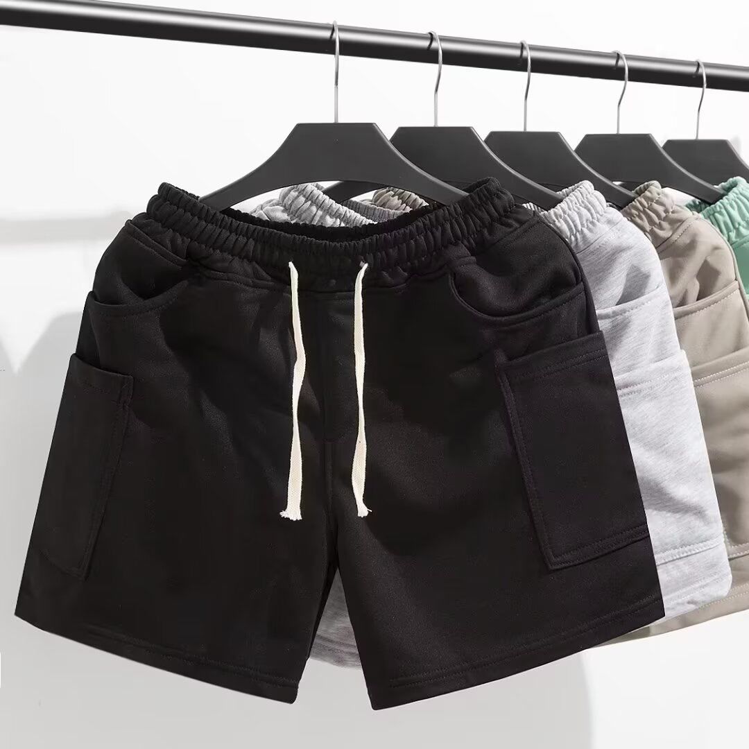 Men's Clothing Short Casual Workout Shorts - Knee-Length Gym Running Jogger Shorts Pockets, Breathable Polyester, Loose Fit (Grey/Black/Green)_viptrois.com