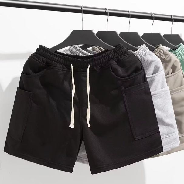 Men's Clothing Short Casual Workout Shorts - Knee-Length Gym Running Jogger Shorts Pockets, Breathable Polyester, Loose Fit (Grey/Black/Green)_viptrois.com