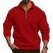 "Men's Casual Stand Collar Half-Zip Long Sleeve Sweatshirt - Lightweight Polyester Pullover For Urban Style (Multiple Colors & Sizes)"_viptrois.com