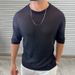 Men's Clothing Summer New Knitted T Shirt Hollow Round Neck Short Sleeve Thin Top Outdoor Men's Clothing_viptrois.com