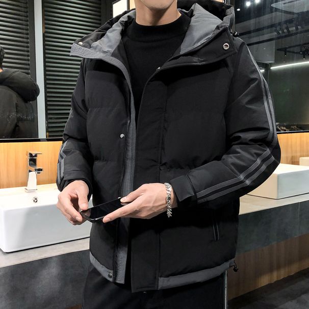 Men's Winter Hooded Cotton Jacket - Loose Fit Thickened Warm Coat For Casual Wear (Khaki, Grey, Green, Black, Blue)_viptrois.com