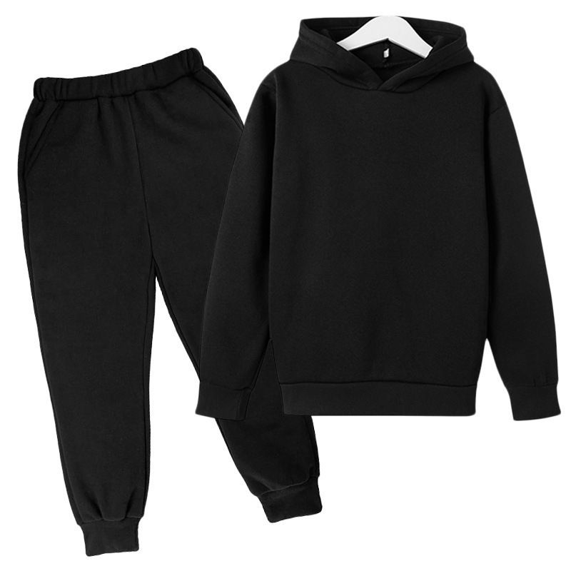 Kids' Fleece Hoodie Set - Soft Cotton Pullover With Cartoon Print, Unisex Casual Warm Outerwear For Boys & Girls (100-160cm)_viptrois.com