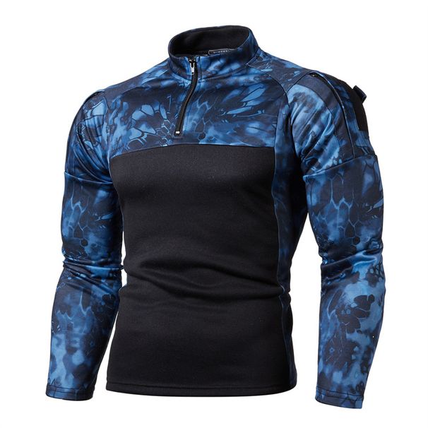Outdoor Fitness Jogging Men's Long Sleeve Military Field Camouflage Casual Stand Collar Sweatshirt_viptrois.com