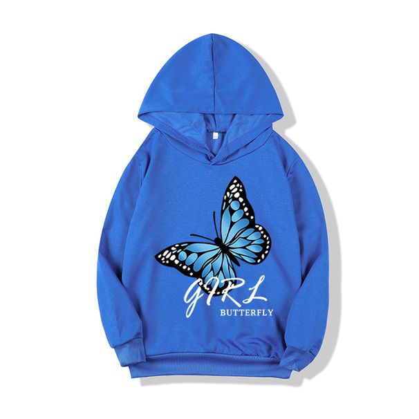 Mother & Kids Butterfly Pattern Printing Boys And Girls Hooded Sweatshirt + Casual Cuffed Trousers Set_viptrois.com