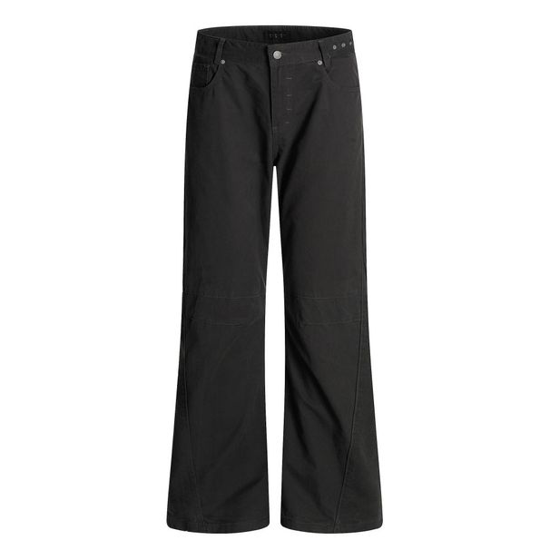 American Style Vibe Flared Jeans For Men Casual Design Sense Niche Solid Color Loose Wide Leg Pants_viptrois.com